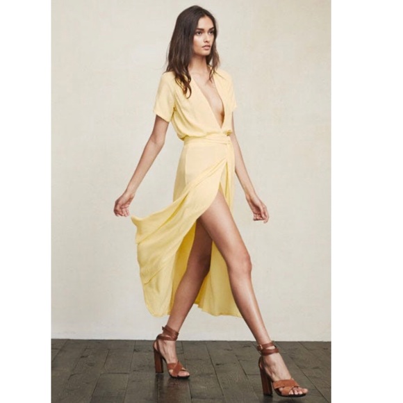 Reformation | Dresses | Reformation Pale Yellow Wrap Maxi Dress | Poshmark